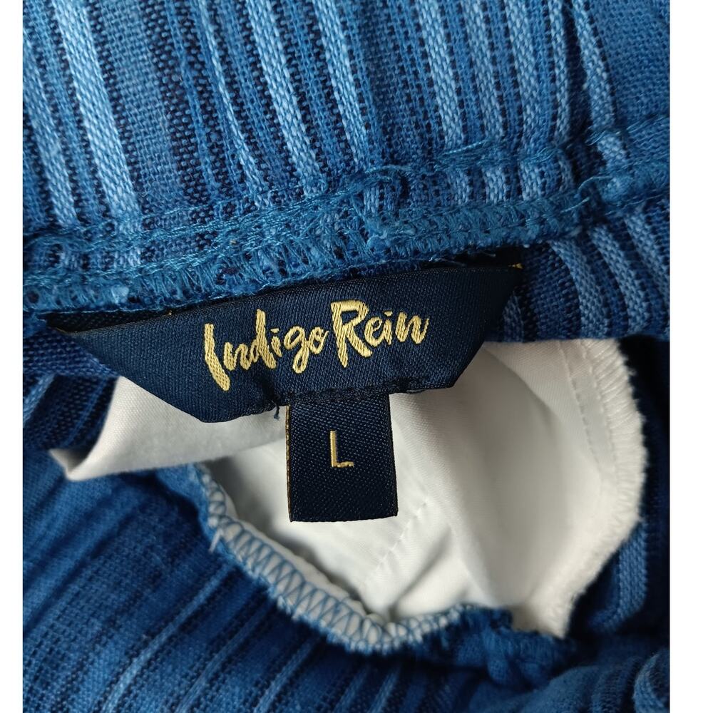 Indigo Rein Linen Blend‎ Pants Women's Large 32X28 Blue Striped Wide Leg Beach - Picture 5 of 14